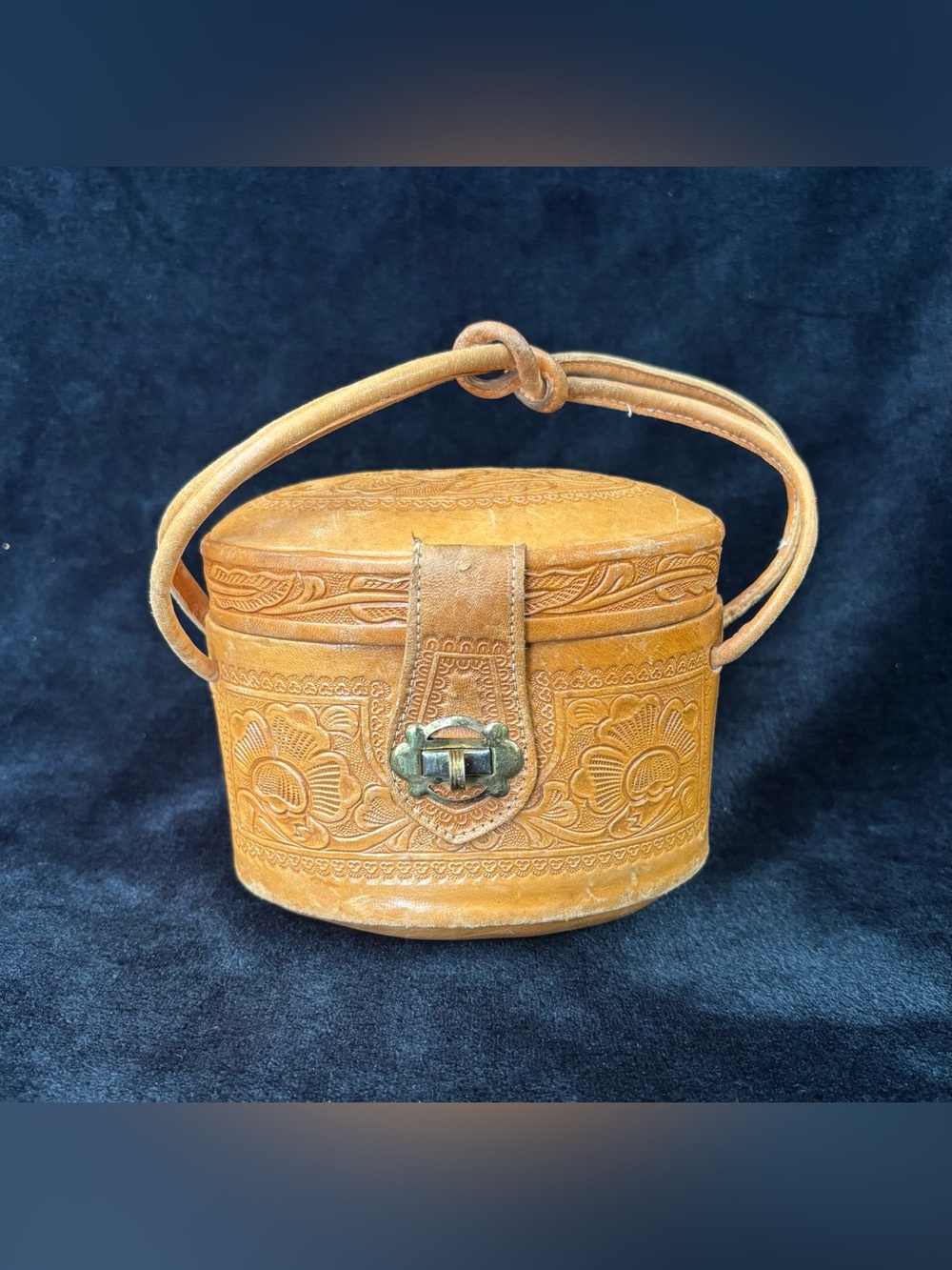 Vintage 1950s House of Oppenheim Tooled Leather Pillbox Purse Cd. Juárez, Mexico
